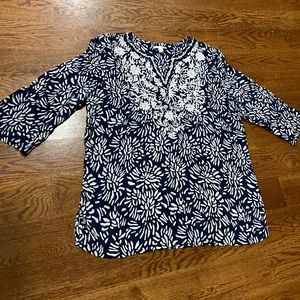 Charter Club spring top for women navy white XL